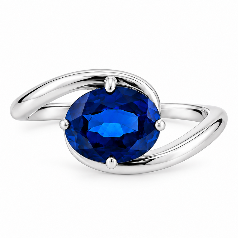 14K Gold Sapphire Bypass Ring, view 3