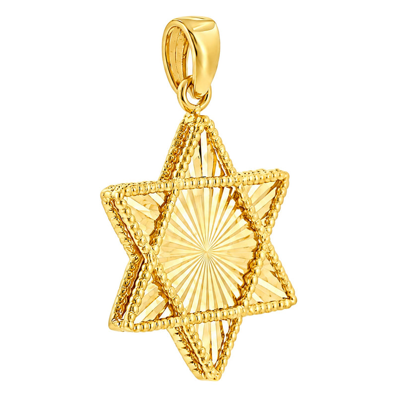 14K Gold Star of David Pendant, view 3