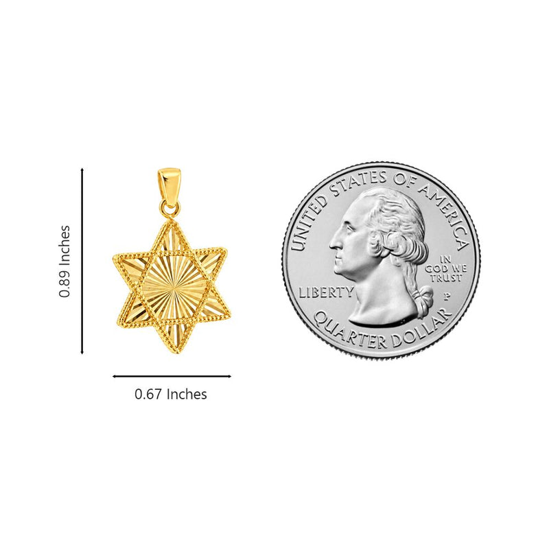 14K Gold Star of David Pendant, view 6
