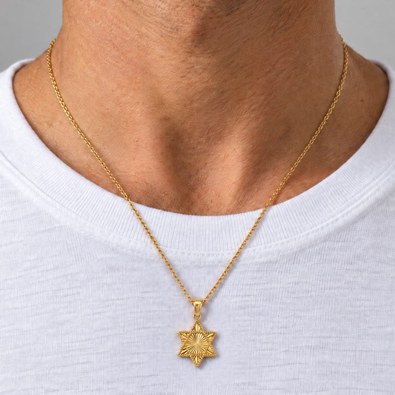 14K Gold Star of David Pendant, view 9