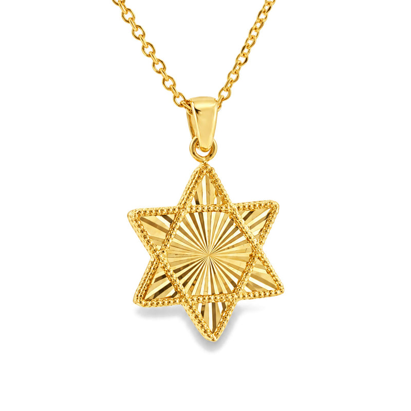 14K Gold Star of David Pendant Set