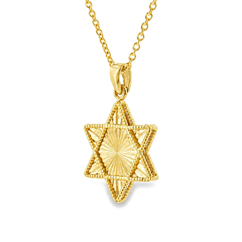 14K Gold Star of David Pendant Set, view 2