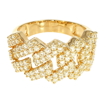 14K Gold Two Row Diamond Cuban Link Ring 65970