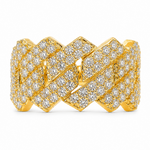 14K Gold Two Row Diamond Cuban Link Ring 65970