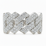 14K Gold Two Row Diamond Cuban Link Ring 65970