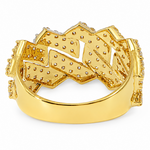 14K Gold Two Row Diamond Cuban Link Ring 65970