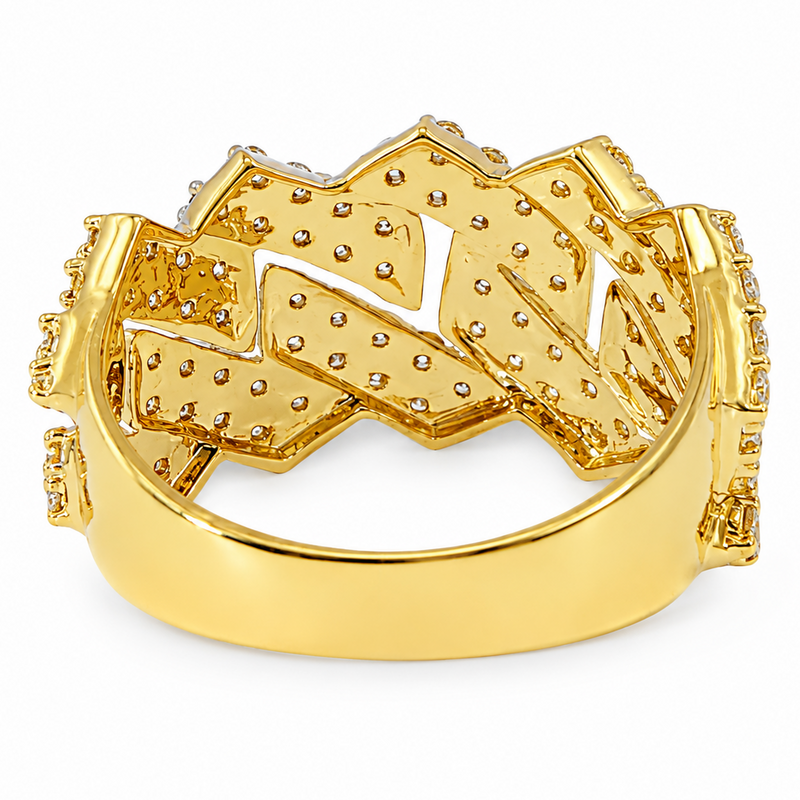 14K Gold Two Row Diamond Cuban Link Ring 65970