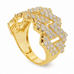 14K Gold Two Row Diamond Cuban Link Ring 65970