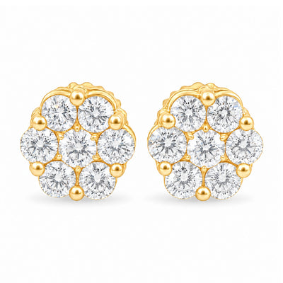 14K Gold VS2 Round Cut Stud Earrings