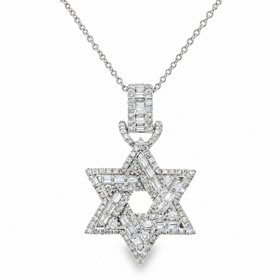 14K Gold White Light David Star Necklace