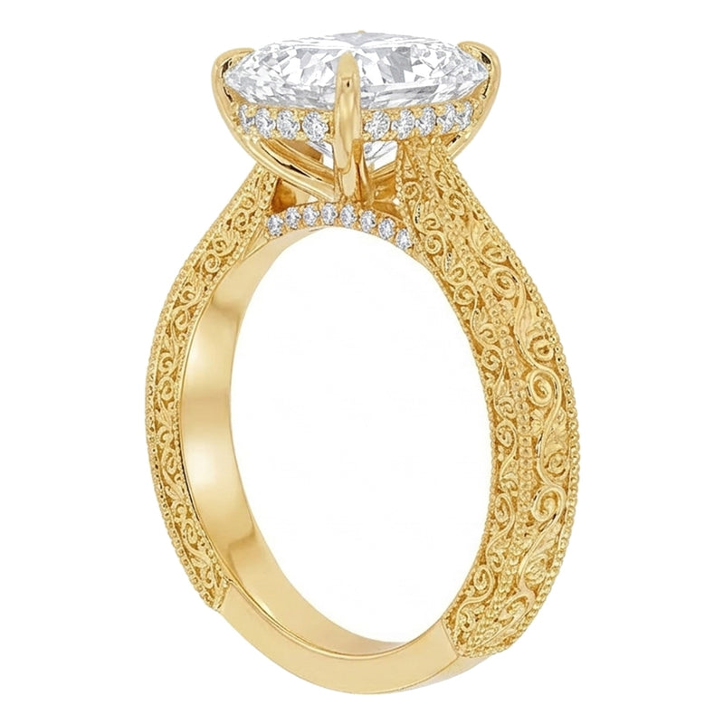 14K Gold Willow Hidden Halo Lab-Grown Diamond Engagement Ring, view 6