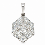 14K Invisible Asscher Cube Pendant