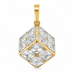 14K Invisible Asscher Cube Pendant, view 2