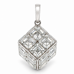 14K Invisible Asscher Cube Pendant, view 6