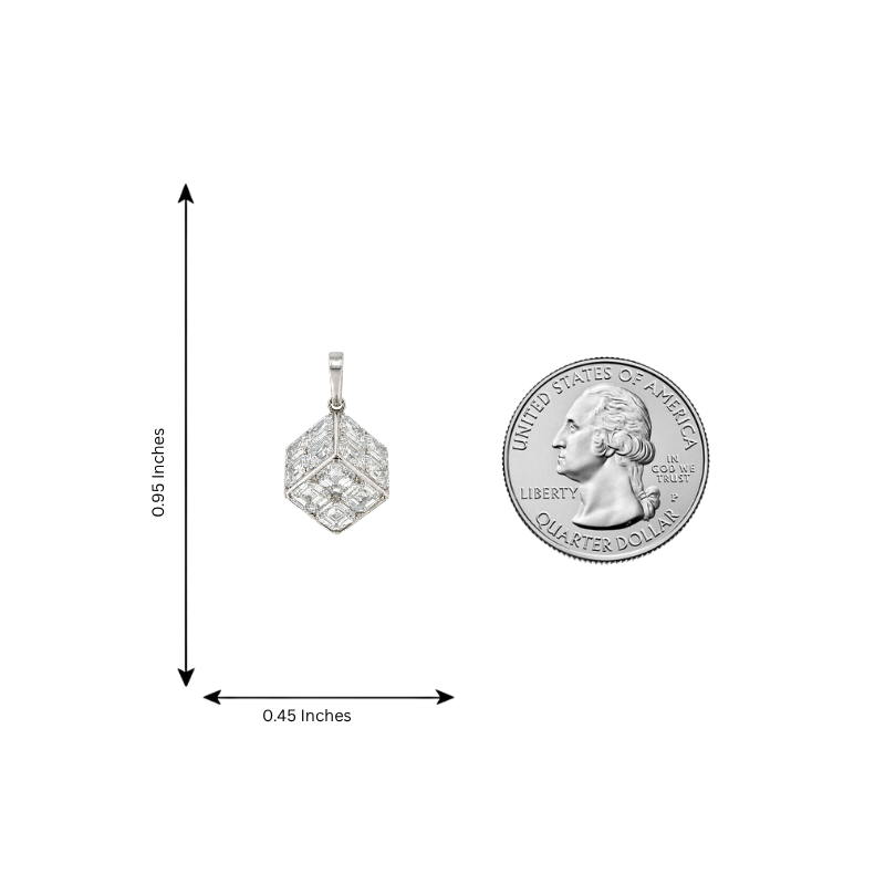 14K Invisible Asscher Cube Pendant, view 9