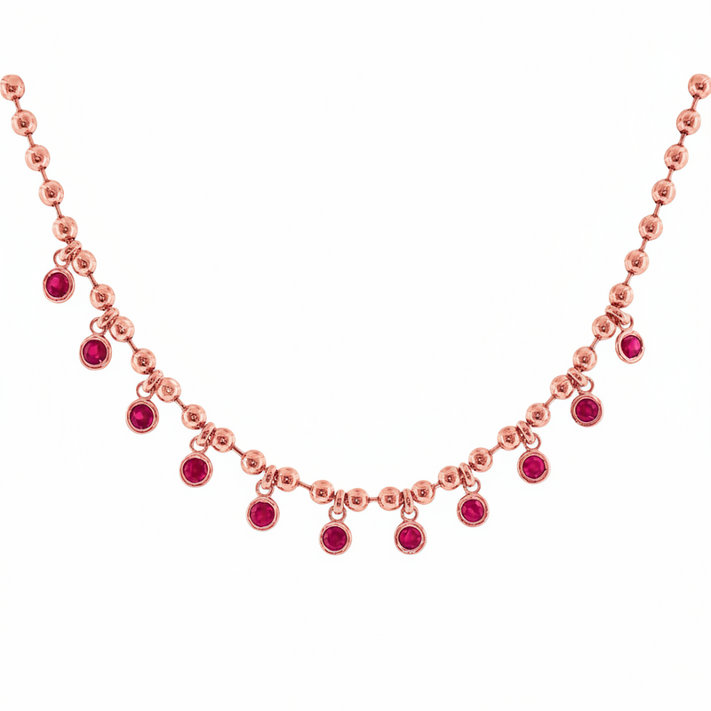14K Ruby Bezel Dangling Necklace 71422