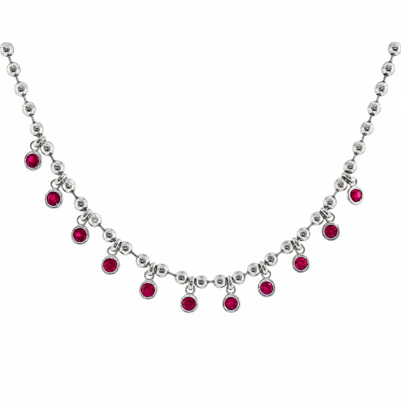 14K Ruby Bezel Dangling Necklace 71422