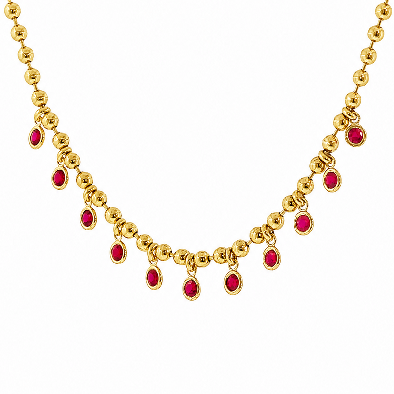 14K Ruby Bezel Dangling Necklace 71422