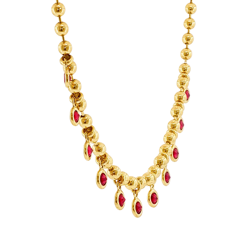 14K Ruby Bezel Dangling Necklace 71422