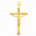 14K Solid Yellow Gold Cross Jesus 63945