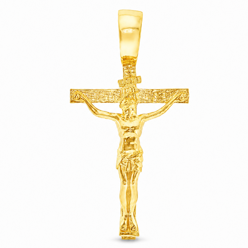 14K Solid Yellow Gold Cross Jesus 63945