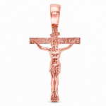 14K Solid Yellow Gold Cross Jesus 63945