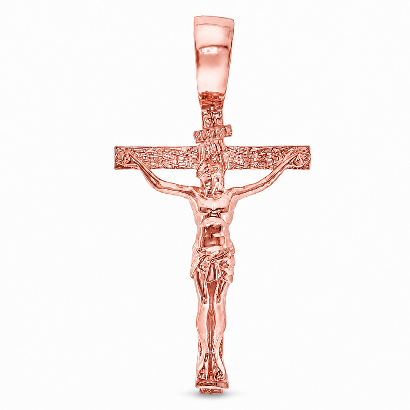 14K Solid Yellow Gold Cross Jesus 63945
