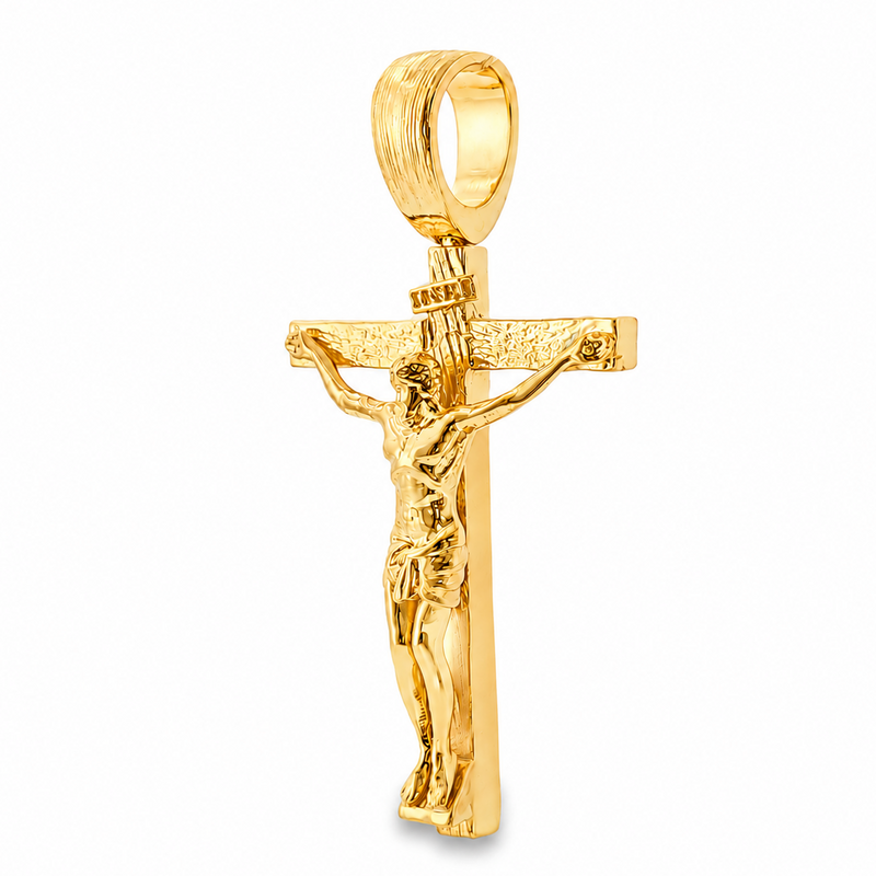 14K Solid Yellow Gold Cross Jesus 63945