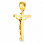 14K Solid Yellow Gold Cross Jesus 63945