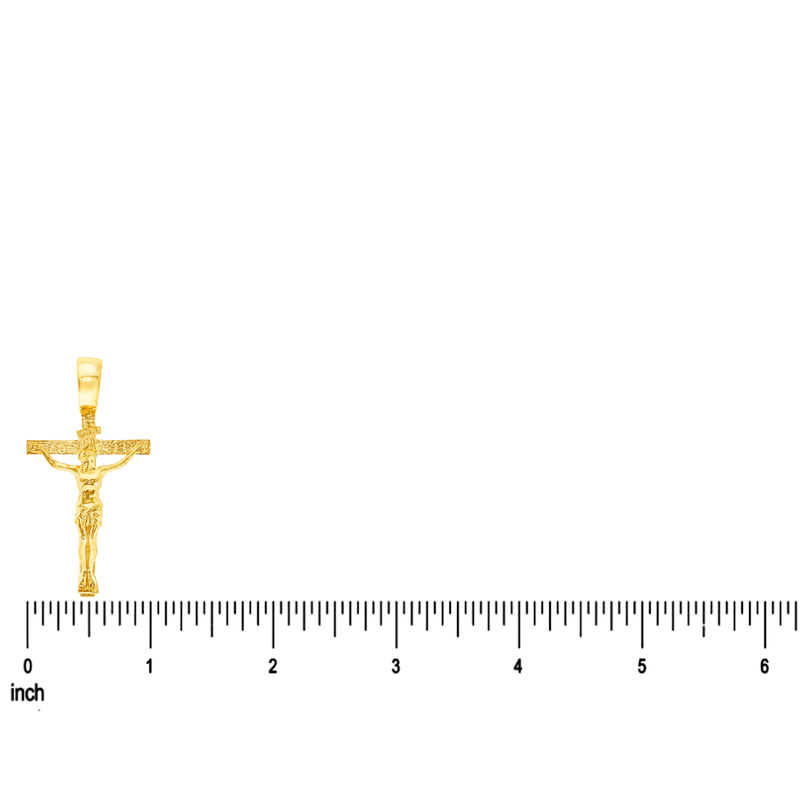 14K Solid Yellow Gold Cross Jesus 63945