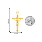 14K Solid Yellow Gold Cross Jesus 63945