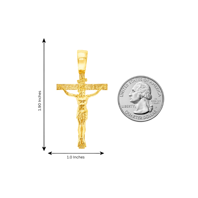 14K Solid Yellow Gold Cross Jesus 63945