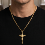 14K Solid Yellow Gold Cross Jesus 63945