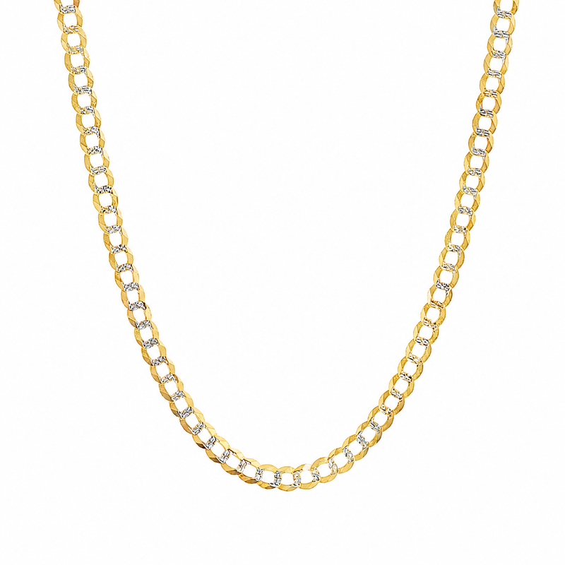 14K Two Tone Solid Gold Curb Chain 26 Inches 3.6mm 47132