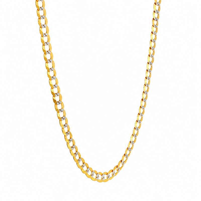14K Two Tone Solid Gold Curb Chain 26 Inches 3.6mm 47132