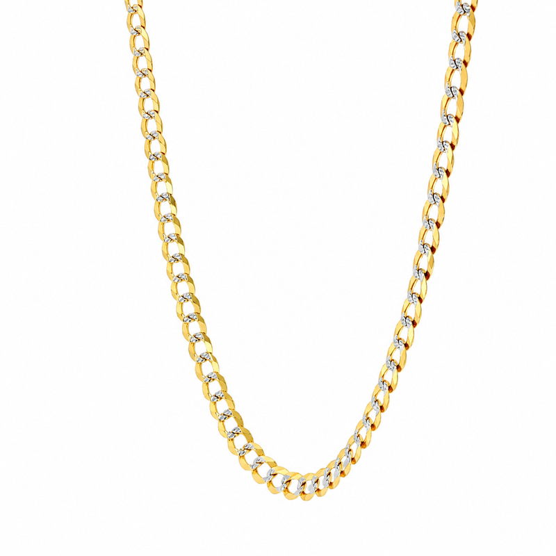 14K Two Tone Solid Gold Curb Chain 26 Inches 3.6mm 47132