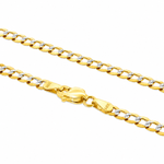 14K Two Tone Solid Gold Curb Chain 26 Inches 3.6mm 47132
