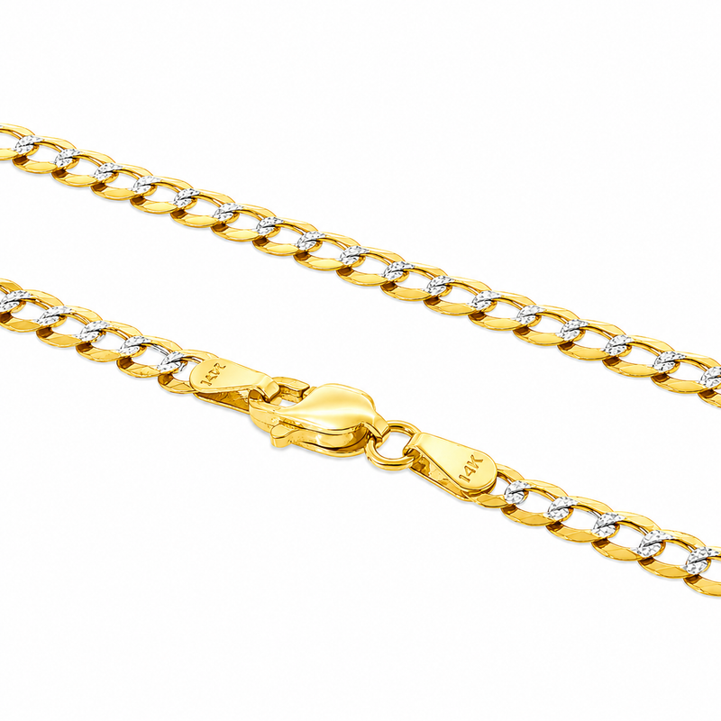14K Two Tone Solid Gold Curb Chain 26 Inches 3.6mm 47132
