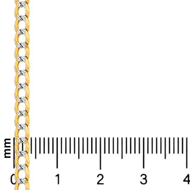 14K Two Tone Solid Gold Curb Chain 26 Inches 3.6mm 47132