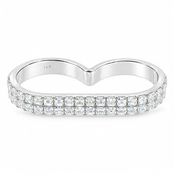 14K White Gold Two-Finger Asscher Diamond Ring