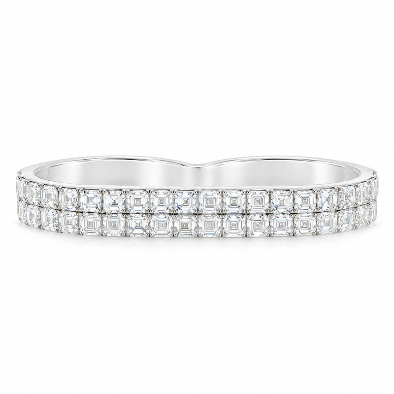 14K White Gold Two-Finger Asscher Diamond Ring, view 2