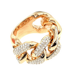 14K Yellow Gold 17mm 3 Row Diamond Miami Cuban Ring 65028