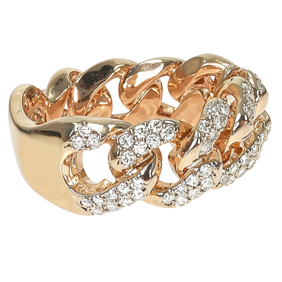 14K Yellow Gold Diamond Cuban Link Ring 66194