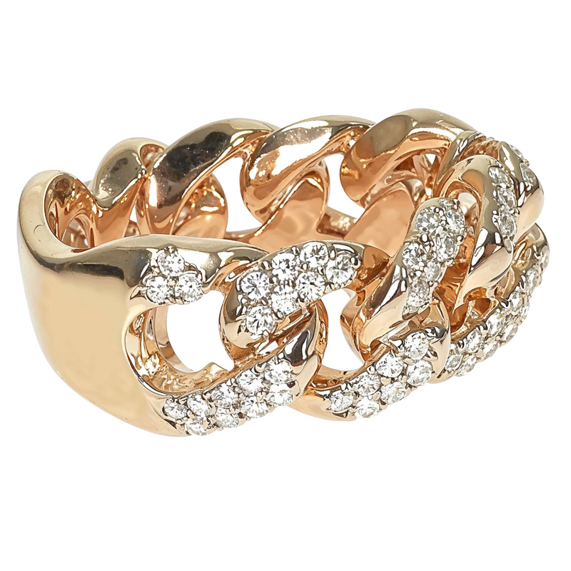 14K Yellow Gold Diamond Cuban Link Ring 66194
