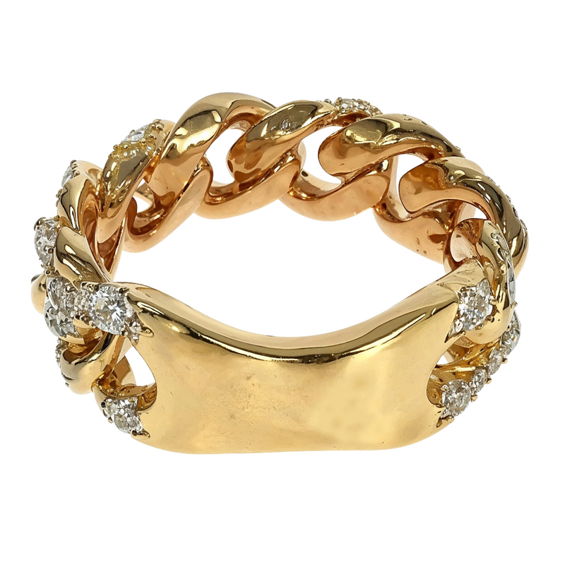 14K Yellow Gold Diamond Cuban Link Ring 66194