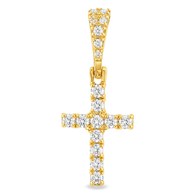 14K Yellow Gold Diamond Small Cross