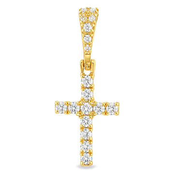 14K Yellow Gold Diamond Small Cross