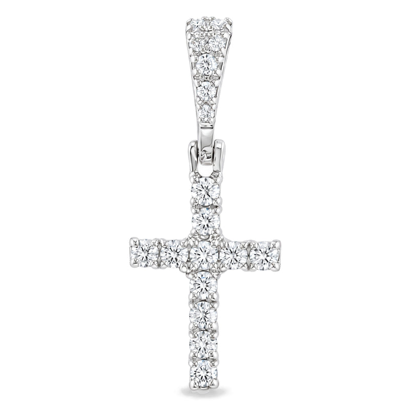 14K Yellow Gold Diamond Small Cross, view 2