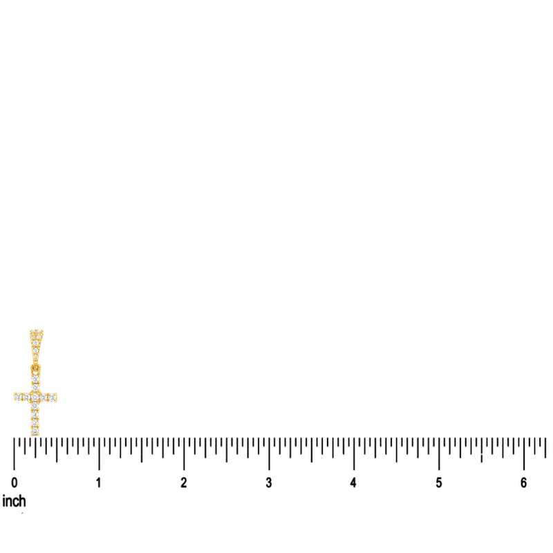14K Yellow Gold Diamond Small Cross, view 12