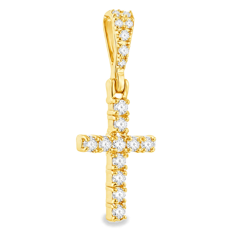 14K Yellow Gold Diamond Small Cross, view 4